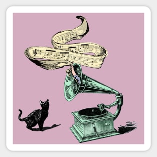 The Cat and the Song (pink) Sticker